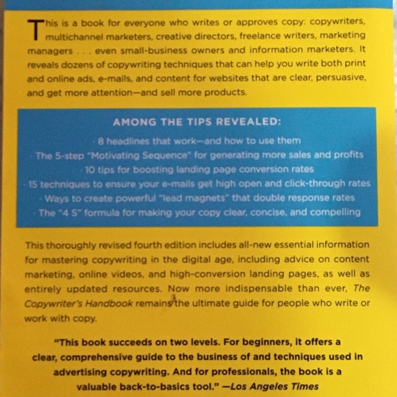 The Copywriter's Handbook by Robert W. Bly - Yellow Cover - Picture 2 of 2